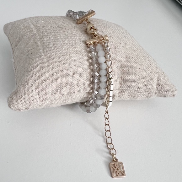 Beaded Three Strand Bracelet with Gold Toned Clasp - Picture 8 of 10